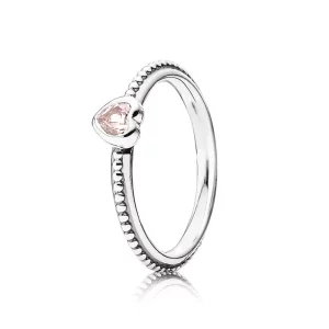 Heart Silver Ring With Rose Pink Synthetic Sapphire - 190896Slp (afbeelding voor) Heart Silver Ring With Rose Pink Synthetic Sapphire - 190896Slp