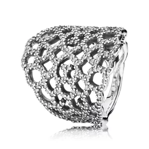 (afbeelding voor) PANDORA Lace Silver Ring With Cubic Zirconia - 190907CZ