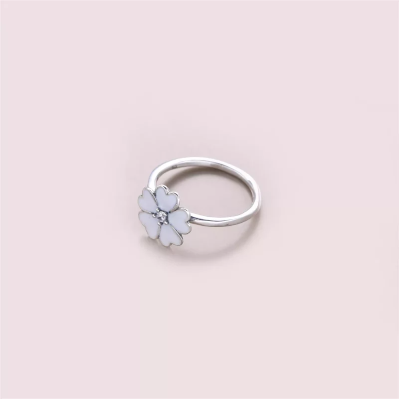 (afbeelding voor) PANDORA Primrose Silver Ring With Cubic Zirconia And White Enamel - 190931En12 - Bekijken 3