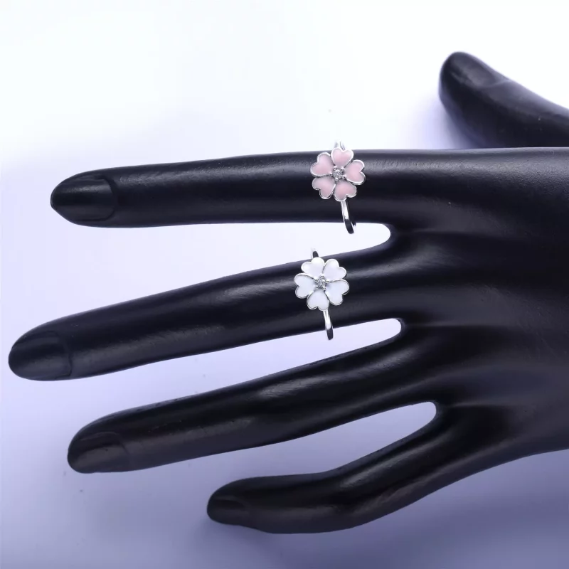 (afbeelding voor) PANDORA Primrose Silver Ring With Cubic Zirconia And White Enamel - 190931En12 - Bekijken 5
