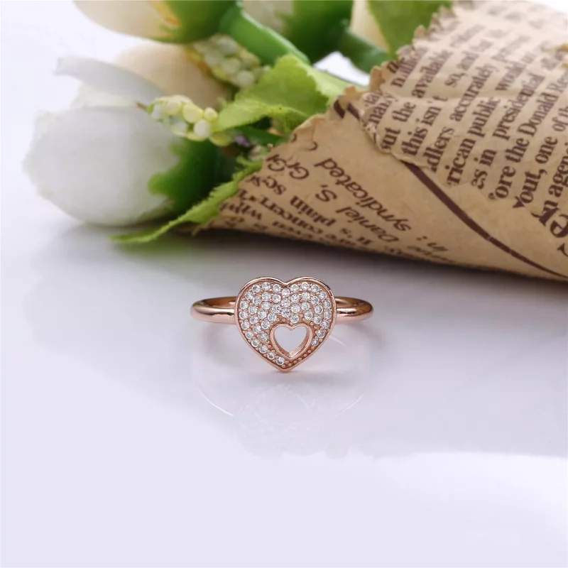 (afbeelding voor) Pandora Rose Glinsterende Puzzel Hart Frame Ring 186550CZ - Bekijken 2