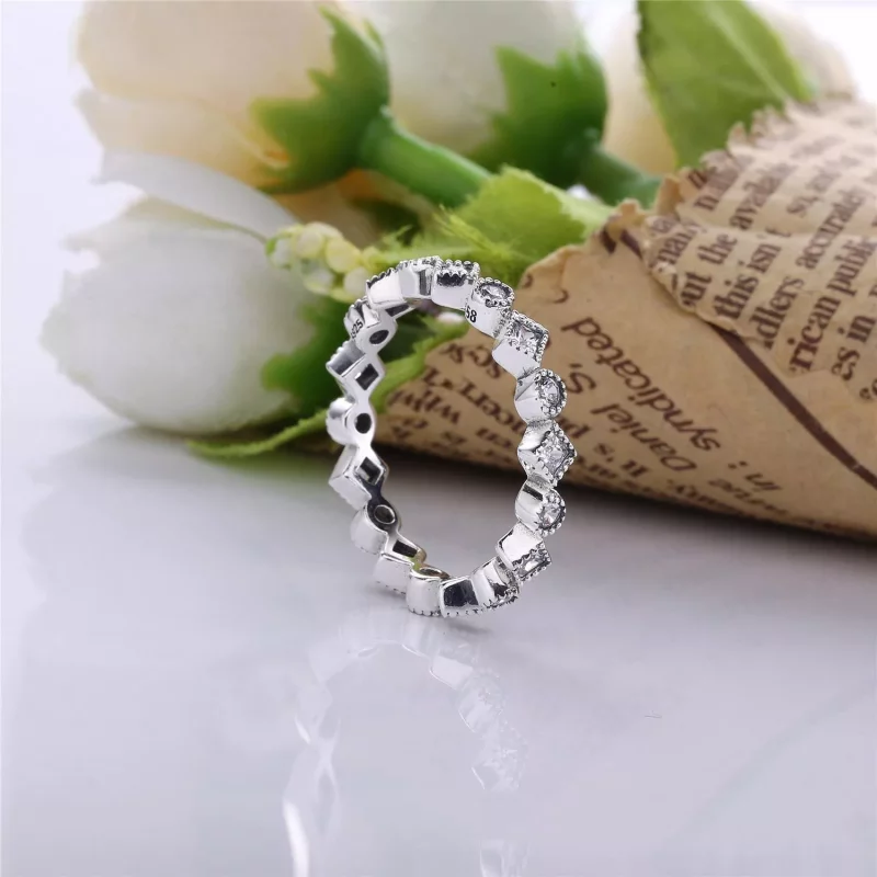 (afbeelding voor) Round And Square Eternity Silver Ring With Cubic Zirconia - 190943CZ - Bekijken 2