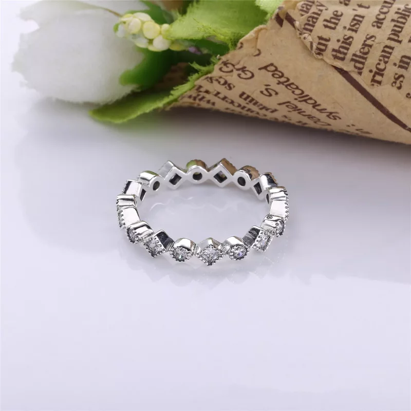 (afbeelding voor) Round And Square Eternity Silver Ring With Cubic Zirconia - 190943CZ - Bekijken 3