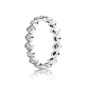 Round And Square Eternity Silver Ring With Cubic Zirconia - 190943CZ (afbeelding voor) Round And Square Eternity Silver Ring With Cubic Zirconia - 190943CZ