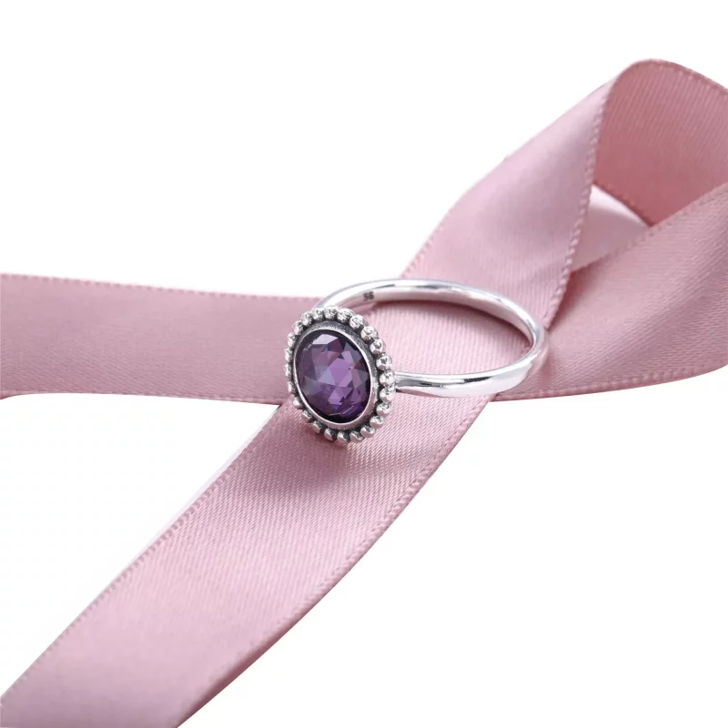 (afbeelding voor) PANDORA Silver Ring With Clear And Purple Cubic Zirconia - 190904ACZ - Bekijken 2