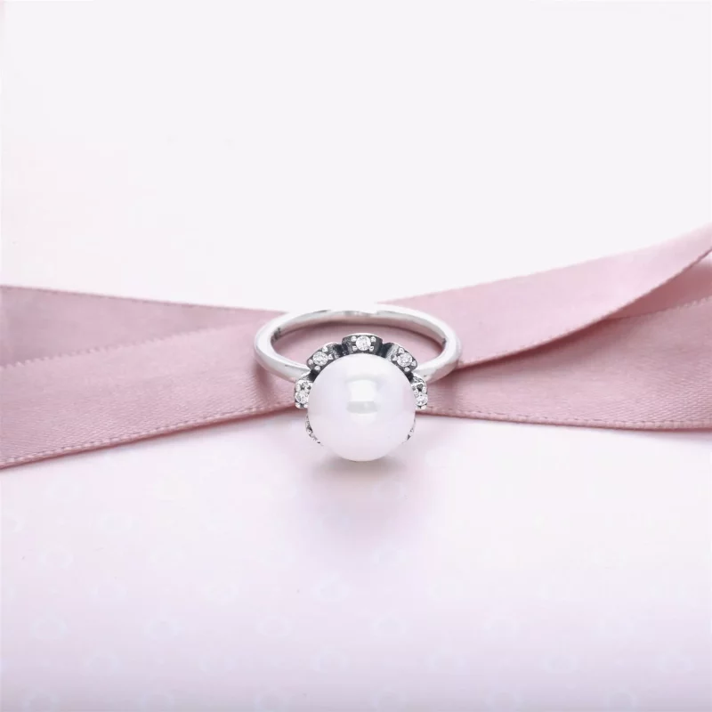 (afbeelding voor) Silver Ring With White Freshwater Cultured Pearl And Cubic Zirconia - 190916P - Bekijken 2
