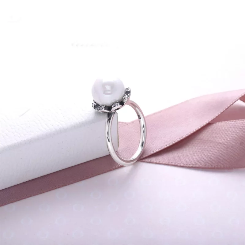 (afbeelding voor) Silver Ring With White Freshwater Cultured Pearl And Cubic Zirconia - 190916P - Bekijken 3