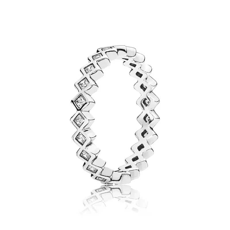 (afbeelding voor) PANDORA Square Eternity Silver Ring With Cubic Zirconia - 190944CZ