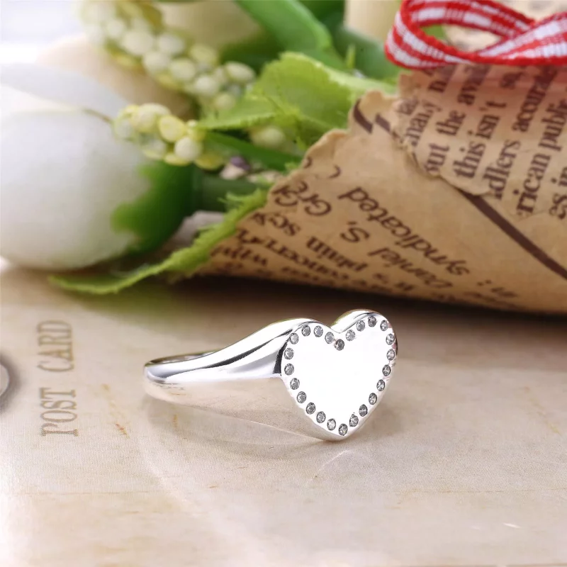 (afbeelding voor) Pandora Zilveren Hart Signet Ring 191042CZ - Bekijken 2