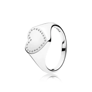 (afbeelding voor) Pandora Zilveren Hart Signet Ring 191042CZ