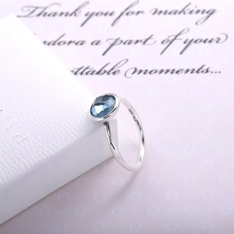 (afbeelding voor) Pandora Zilveren Maart Druppel Birthstone Ring 191012Nab - Bekijken 3