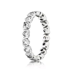 Pandora Zilveren Sprankelend Hart Stapelen Ring 190897CZ (afbeelding voor) Pandora Zilveren Sprankelend Hart Stapelen Ring 190897CZ
