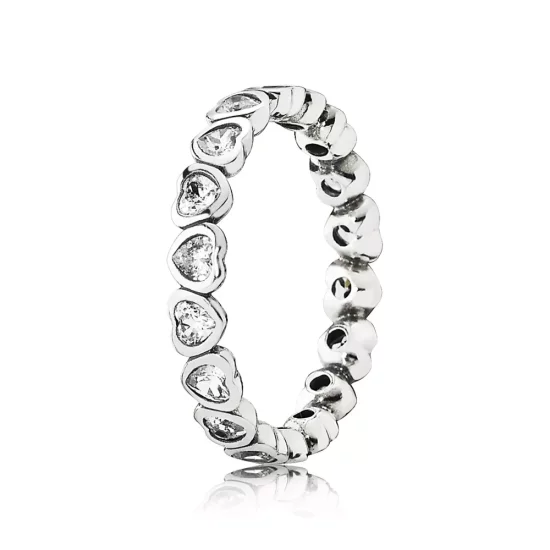 (afbeelding voor) Pandora Zilveren Sprankelend Hart Stapelen Ring 190897CZ