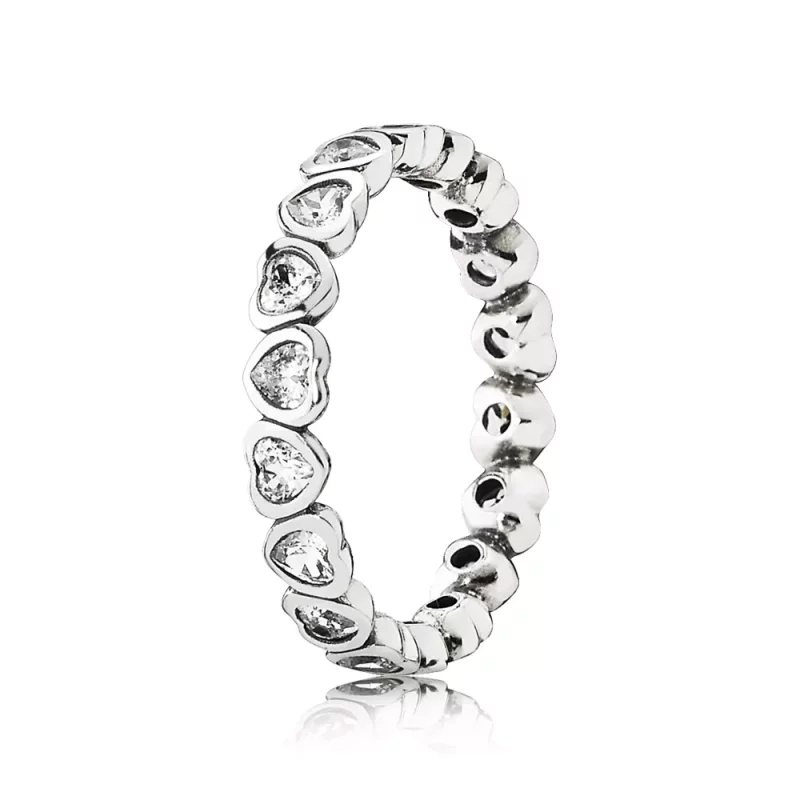(afbeelding voor) Pandora Zilveren Sprankelend Hart Stapelen Ring 190897CZ
