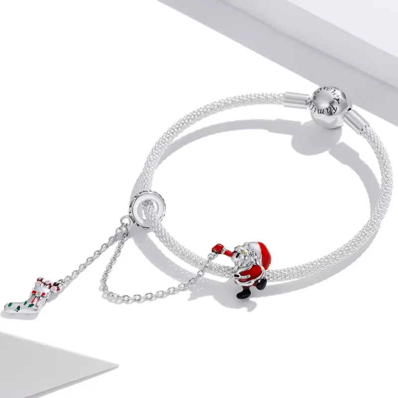 (afbeelding voor) Pandora Style Kerstman Veiligheidsketting - BSC542 - Bekijken 3