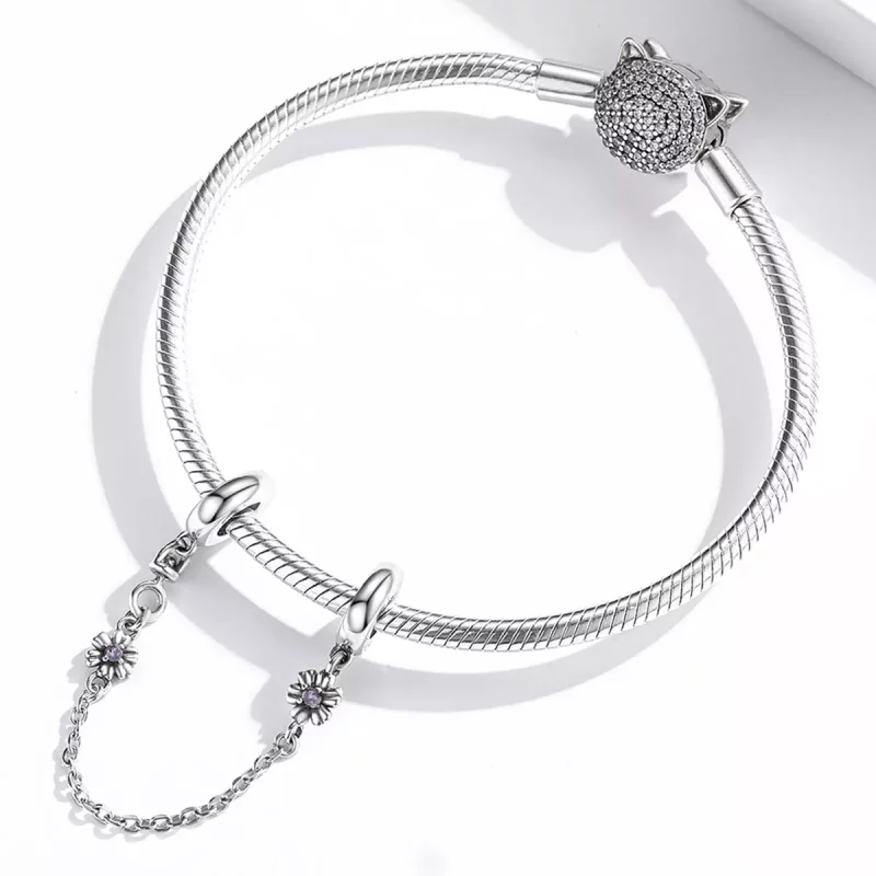 (afbeelding voor) Pandora Style Retro Bloemen Veiligheidsketting - SCC2100 - Bekijken 3
