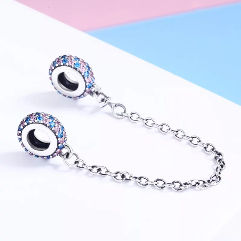 (afbeelding voor) Pandora Style Roze Blauw Wonder Veiligheidsketting - SCC379 - Bekijken 4