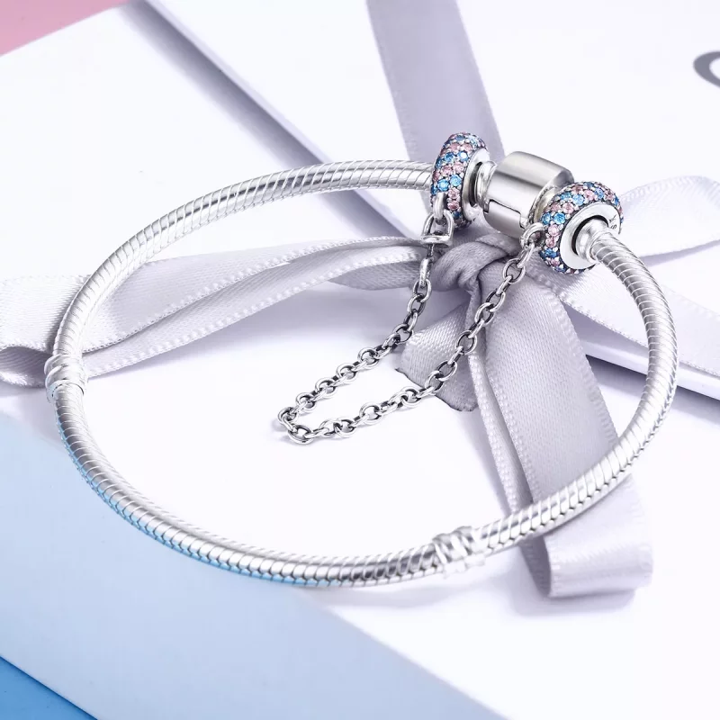 (afbeelding voor) Pandora Style Roze Blauw Wonder Veiligheidsketting - SCC379 - Bekijken 5