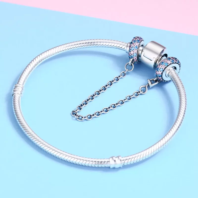 (afbeelding voor) Pandora Style Roze Blauw Wonder Veiligheidsketting - SCC379 - Bekijken 6