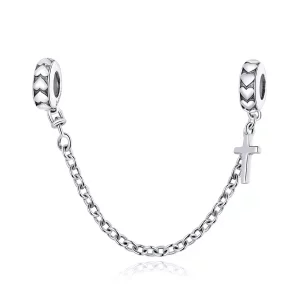 (afbeelding voor) Pandora Style Eenvoudig kruis Veiligheidsketting - BSC362