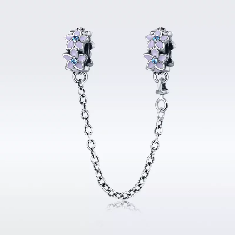 (afbeelding voor) Pandora Style Paarse bloemen Veiligheidsketting - SCC602 - Bekijken 2