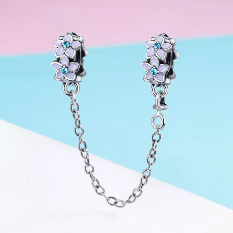 (afbeelding voor) Pandora Style Paarse bloemen Veiligheidsketting - SCC602 - Bekijken 3