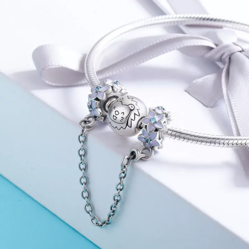 (afbeelding voor) Pandora Style Paarse bloemen Veiligheidsketting - SCC602 - Bekijken 4