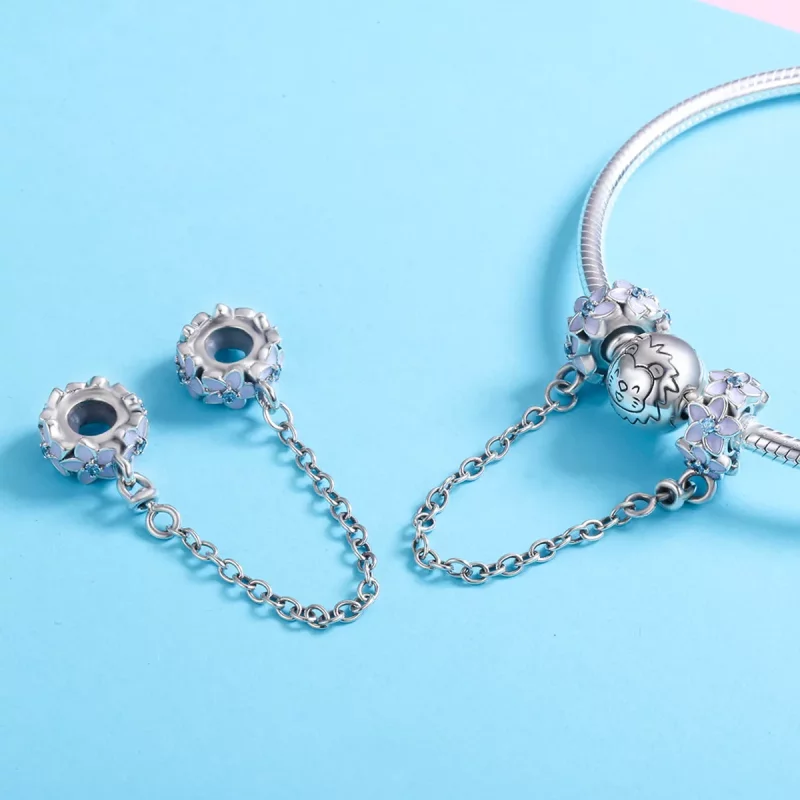 (afbeelding voor) Pandora Style Paarse bloemen Veiligheidsketting - SCC602 - Bekijken 5