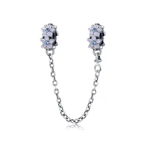 (afbeelding voor) Pandora Style Paarse bloemen Veiligheidsketting - SCC602