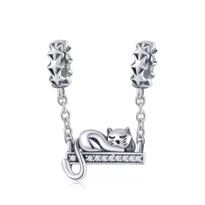 (afbeelding voor) Pandora Style slapende kat Veiligheidsketting - SCC856