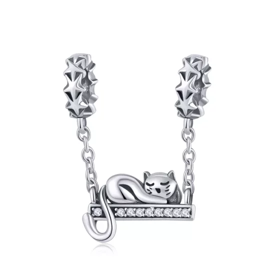 (afbeelding voor) Pandora Style slapende kat Veiligheidsketting - SCC856