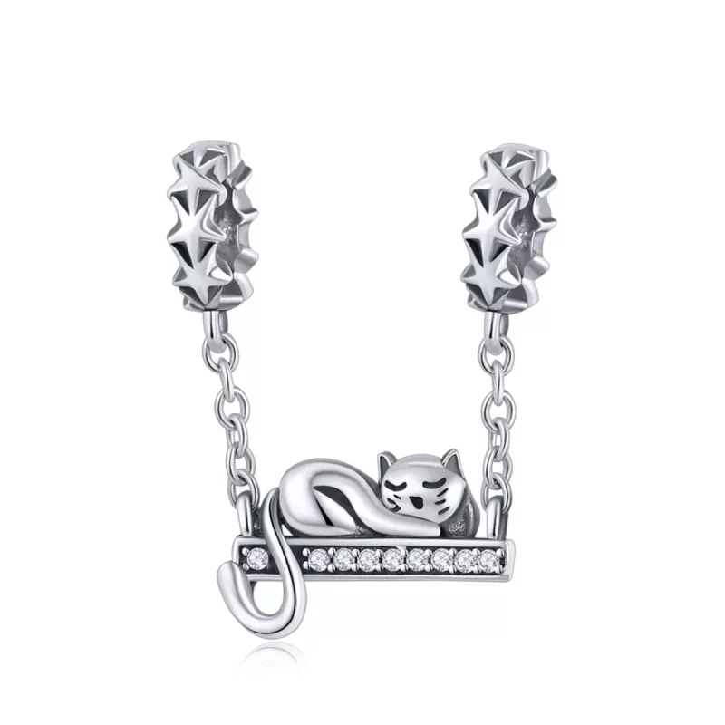 (afbeelding voor) Pandora Style slapende kat Veiligheidsketting - SCC856