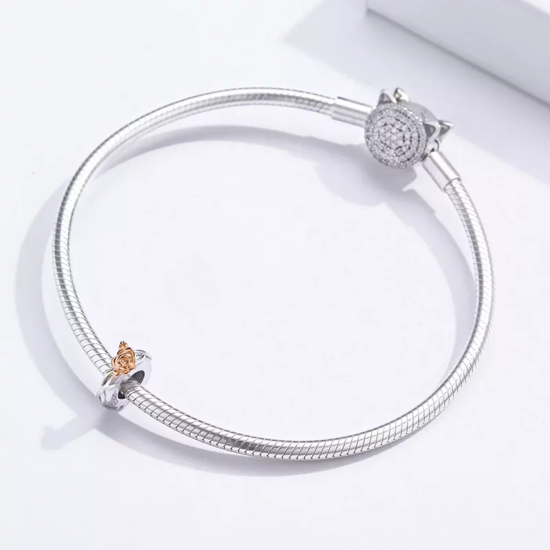 (afbeelding voor) Pandora Style Bicolor Lover Rose Bloemen Spacer Bedel - BSC146 - Bekijken 3