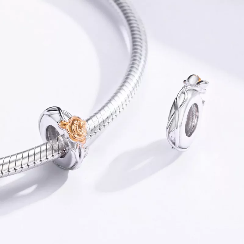 (afbeelding voor) Pandora Style Bicolor Lover Rose Bloemen Spacer Bedel - BSC146 - Bekijken 4