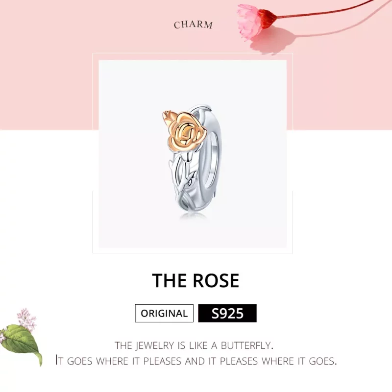 (afbeelding voor) Pandora Style Bicolor Lover Rose Bloemen Spacer Bedel - BSC146 - Bekijken 6