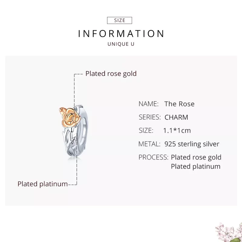 (afbeelding voor) Pandora Style Bicolor Lover Rose Bloemen Spacer Bedel - BSC146 - Bekijken 7