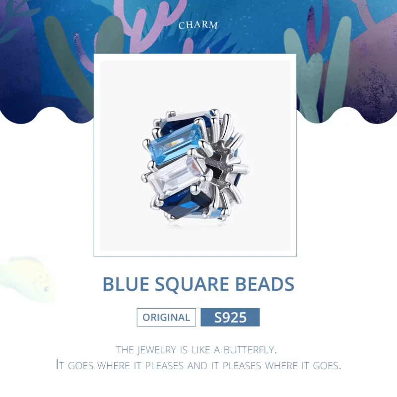 (afbeelding voor) Pandora Style Blauw vierkant Spacer Bedel - SCC1806 - Bekijken 6