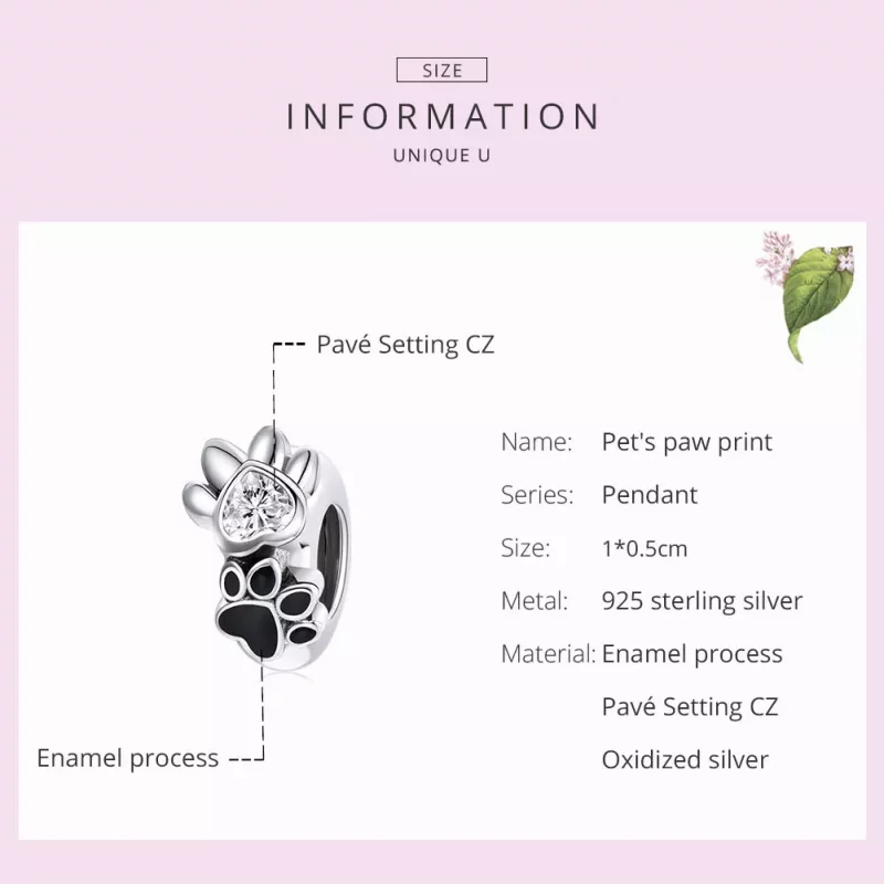 (afbeelding voor) Pandora Style Budding Paw Print Spacer Bedel - SCC1846 - Bekijken 5