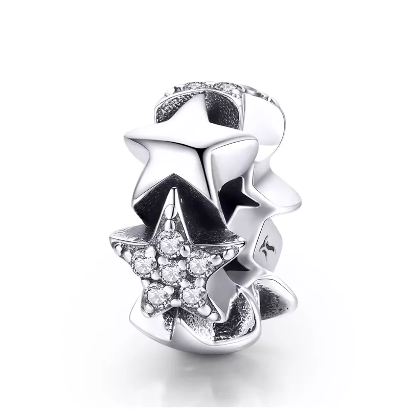 (afbeelding voor) Pandora Style Kleine sterren Spacer Bedel - SCC929