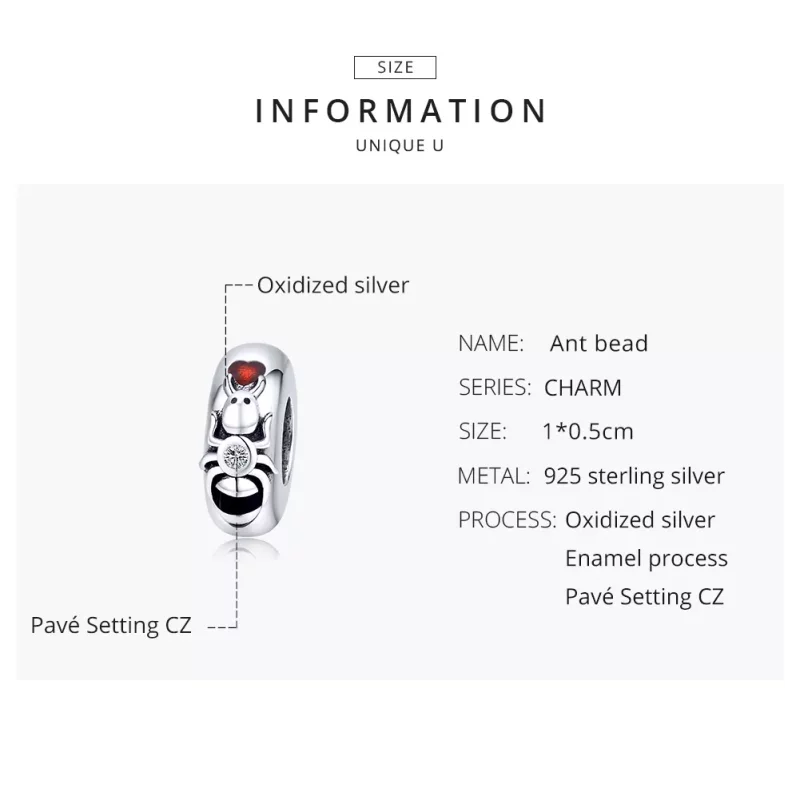 (afbeelding voor) Pandora Style Mier Spacer Bedel - SCC1482 - Bekijken 8