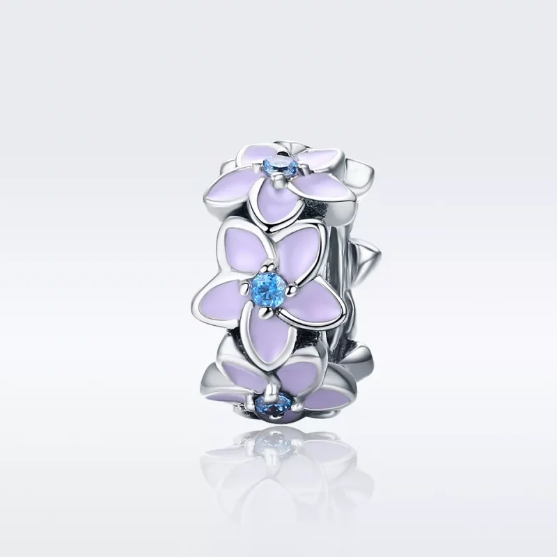(afbeelding voor) Pandora Style Paarse bloemen Spacer Bedel - SCC601 - Bekijken 2