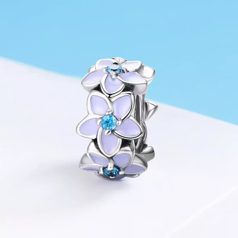(afbeelding voor) Pandora Style Paarse bloemen Spacer Bedel - SCC601 - Bekijken 3