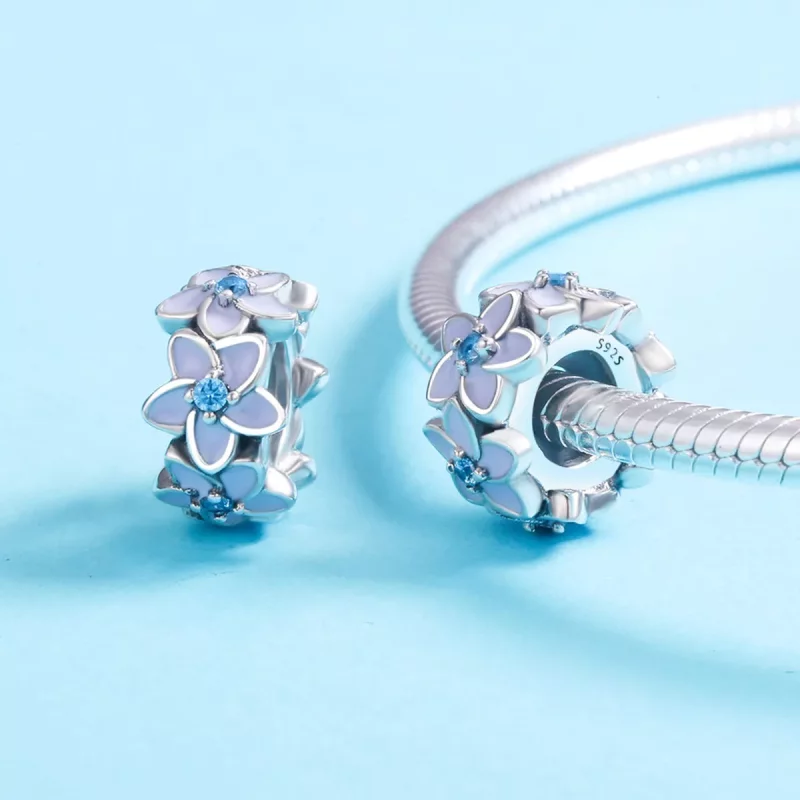 (afbeelding voor) Pandora Style Paarse bloemen Spacer Bedel - SCC601 - Bekijken 5