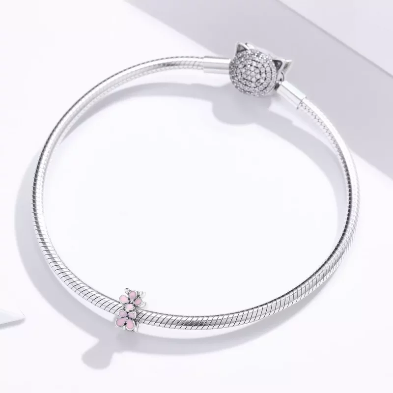 (afbeelding voor) Pandora Style Roze bloem Spacer Bedel - SCC1484 - Bekijken 3