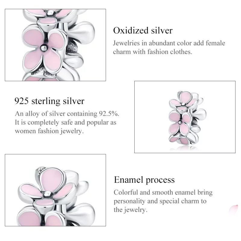 (afbeelding voor) Pandora Style Roze bloem Spacer Bedel - SCC1484 - Bekijken 6