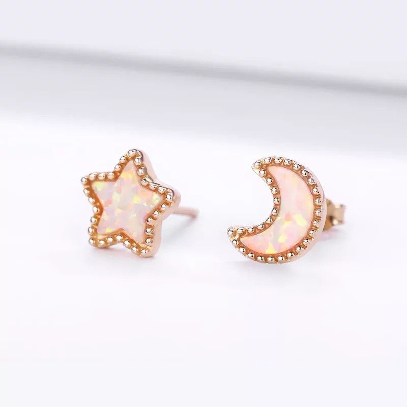 (afbeelding voor) Pandora Style Asymmetrische Maan Oorknopjes - SCE691 - Bekijken 4