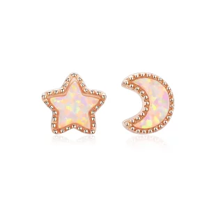 Pandora Style Asymmetrische Maan Oorknopjes - SCE691 (afbeelding voor) Pandora Style Asymmetrische Maan Oorknopjes - SCE691