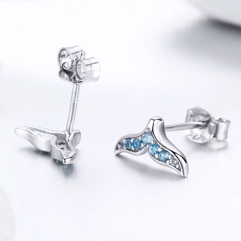 (afbeelding voor) Pandora Style Blauwe Fishtail Oorknopjes - BSE058 - Bekijken 2