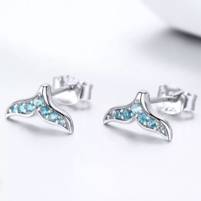 (afbeelding voor) Pandora Style Blauwe Fishtail Oorknopjes - BSE058 - Bekijken 3