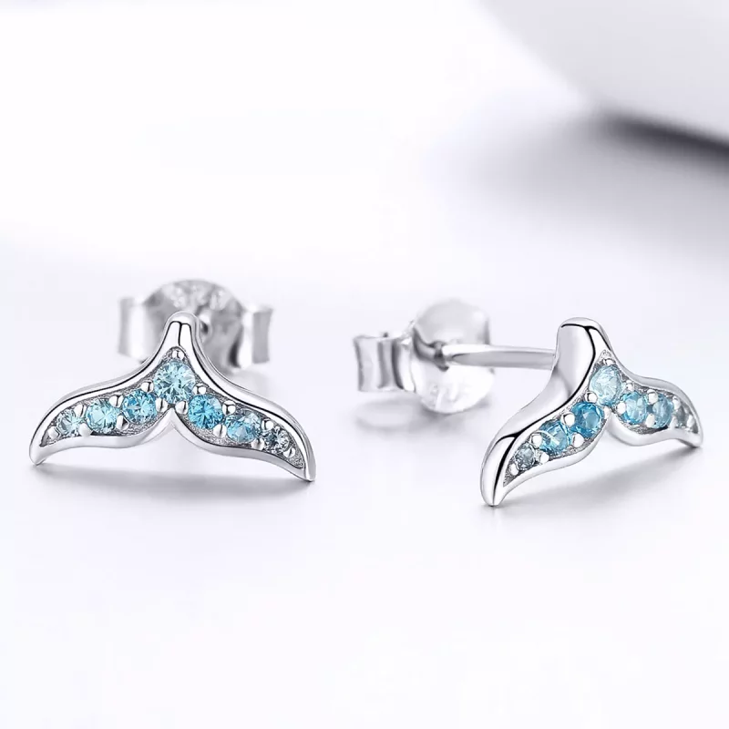 (afbeelding voor) Pandora Style Blauwe Fishtail Oorknopjes - BSE058 - Bekijken 4